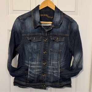 Rocks & Indigo Denim‎ Jean Jacket Women Size Medium 99% Cotton Distressed Wash